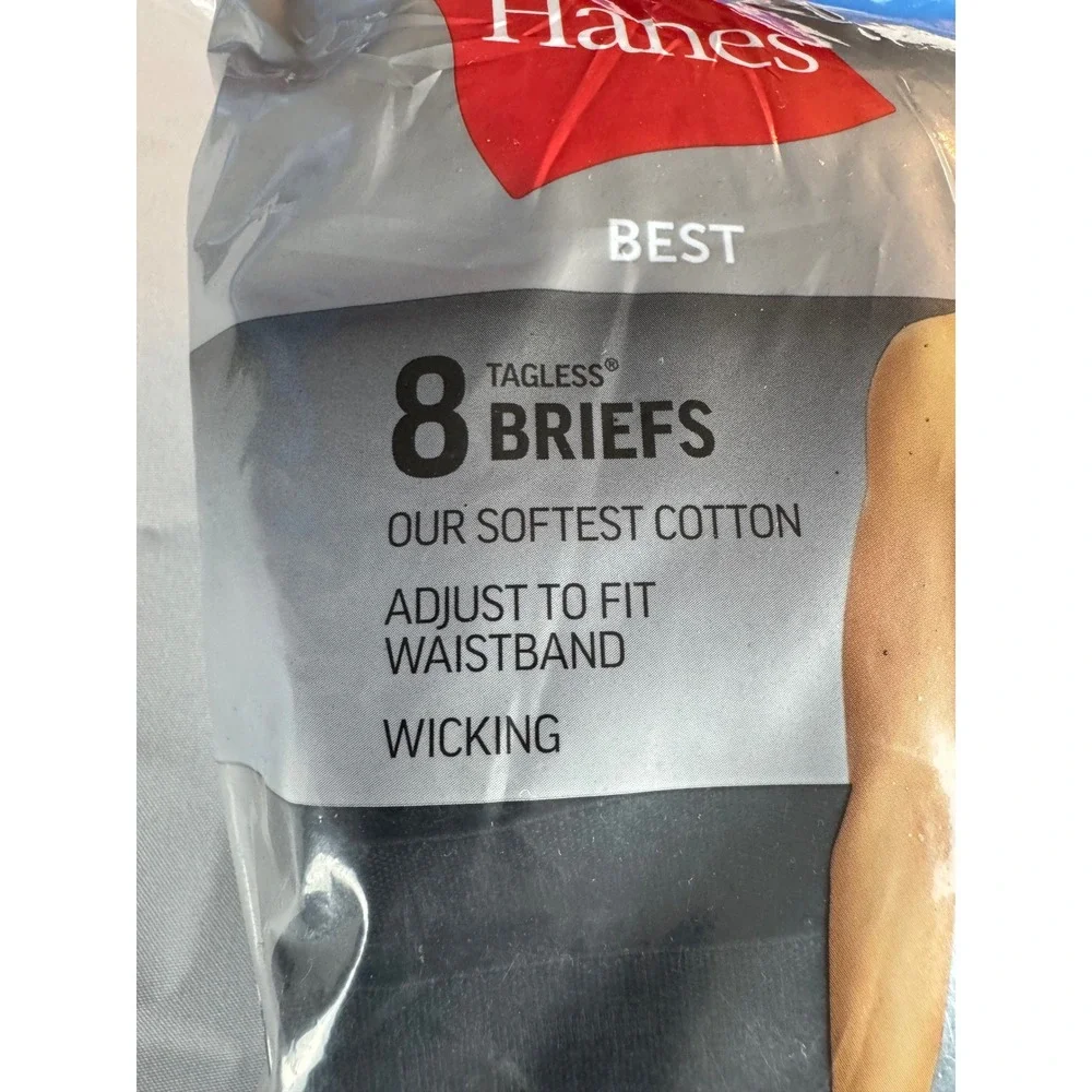 Hanes Men's Large 8 Pack Tagless Cotton Briefs Cool Comfort Moisture Wicking NWT
